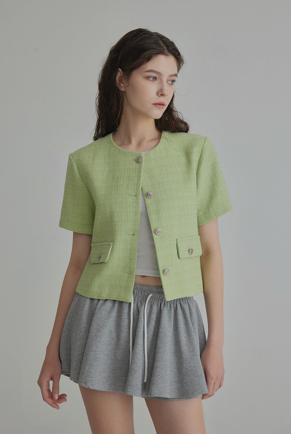 [TWEE] Hermi Tweed Kurzarmjacke