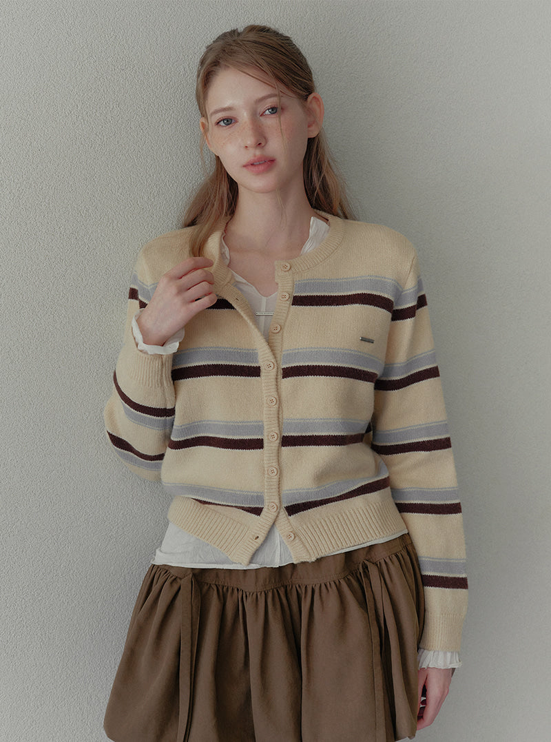 Hetty irregular stripe knit long sleeve cardigan | View 5