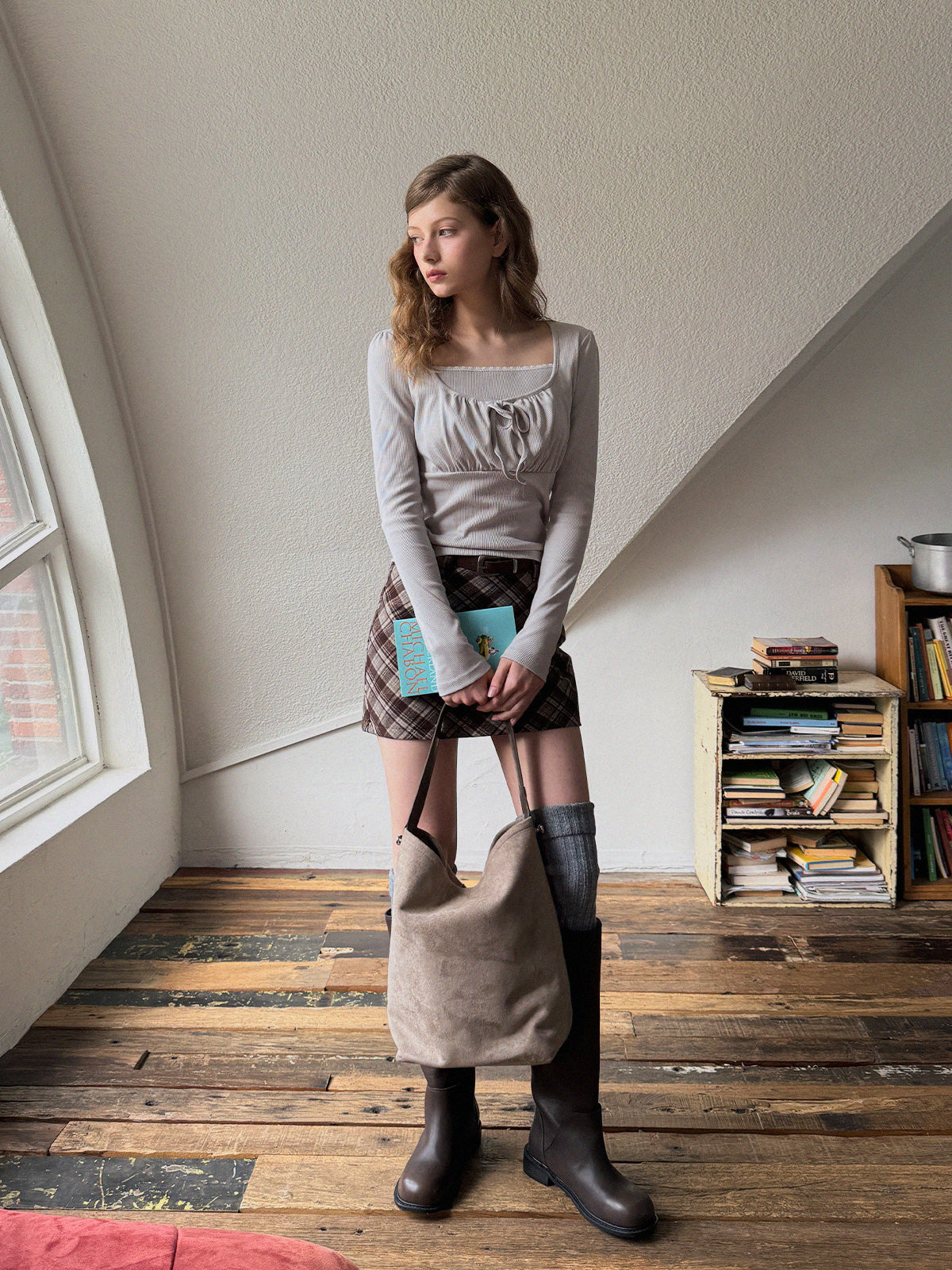 Deven Layered Shirring Long-Sleeve T-Shirt