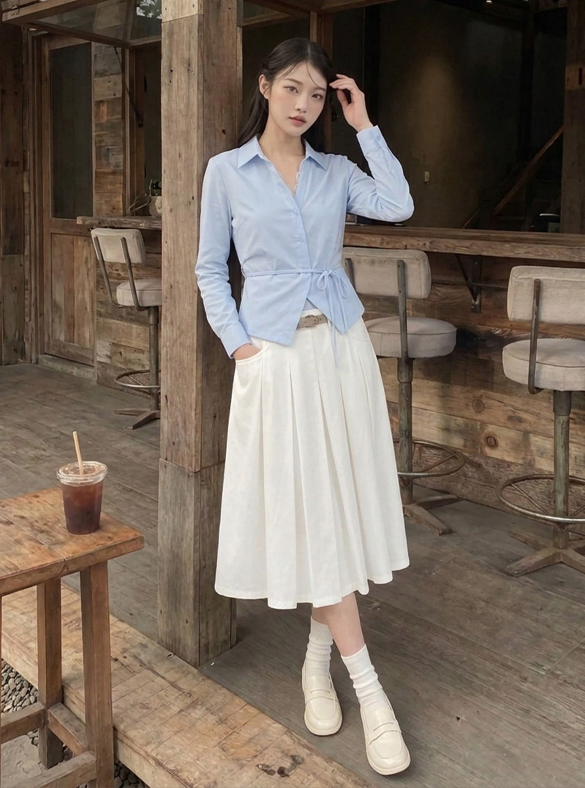 Moa belt flare long skirt | Main