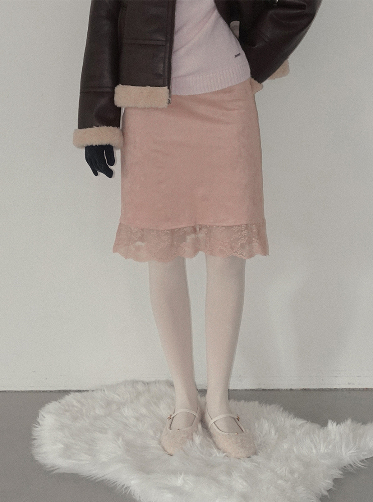 Pia suede lace midi skirt | View 9