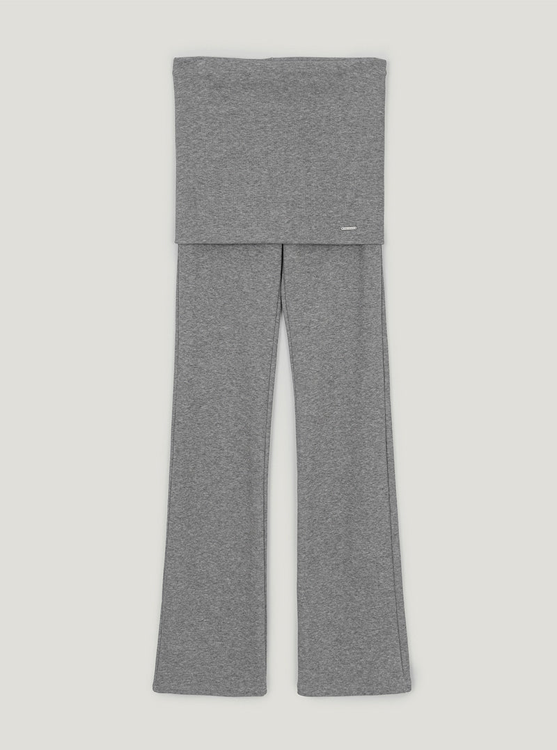 TWEE Puen folding ribbed long pants | Gray product-only view