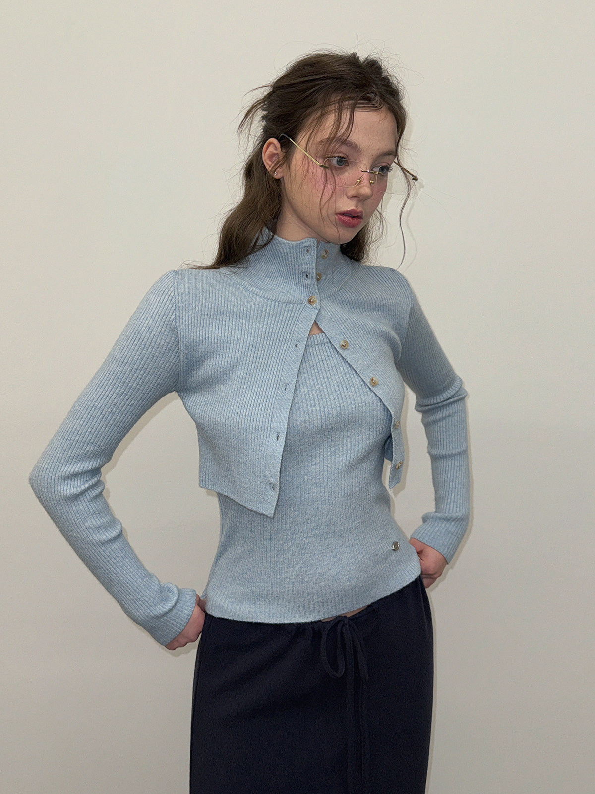 【TWEE】Eiel Lagenkragen Langarm Strickpullover