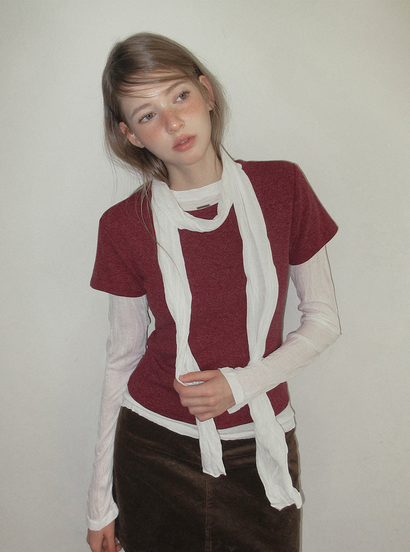TWEE Orin vintage round neck short sleeve T-shirt | Product styling view 3