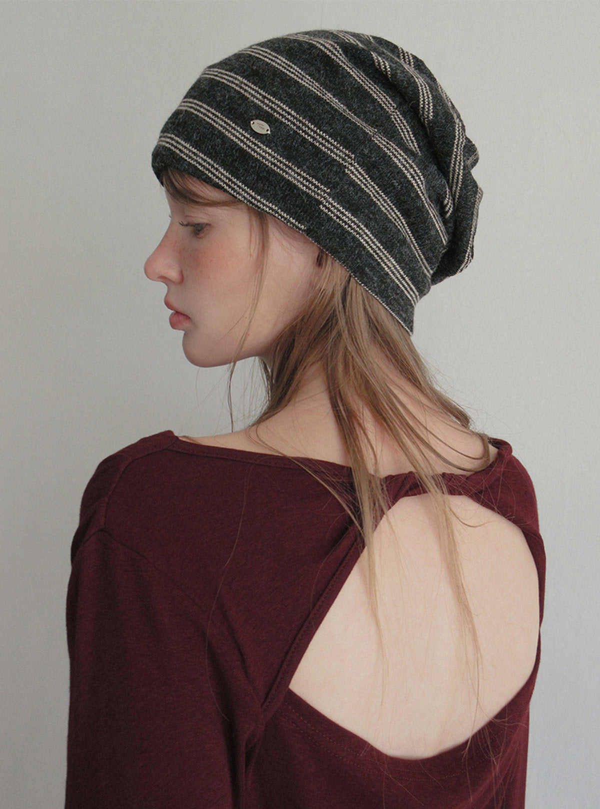 TWEE Bollin drape back slit long sleeve T-shirt | Product styling view 5