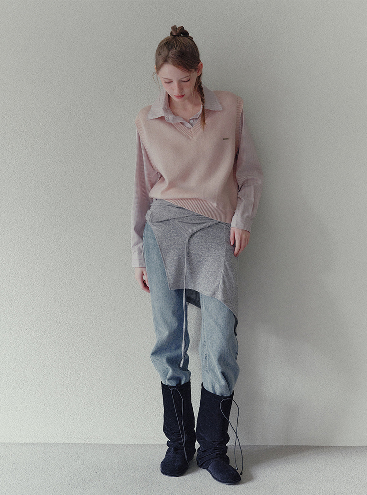 Poldin shirt layered long sleeve knit | View 5