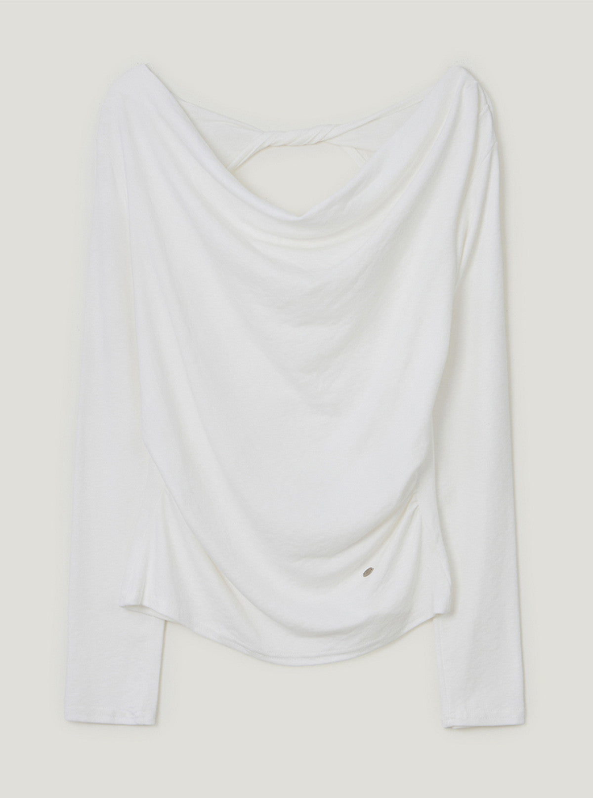 TWEE Bollin drape back slit long sleeve T-shirt | Ivory product-only view