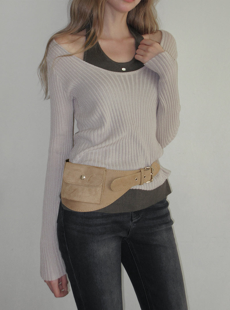 TWEE Besit halter layered long sleeve knit | Product styling view 5
