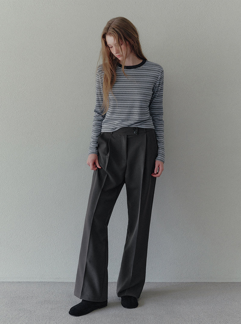 Bizen stripe semi-cropped long sleeve T-shirt | View 4