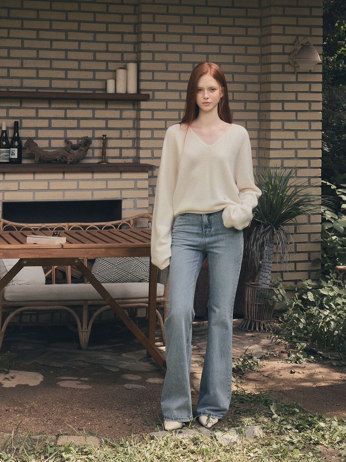[TWEE] Longc Wool Pastell V-Ausschnitt Langarm Strick