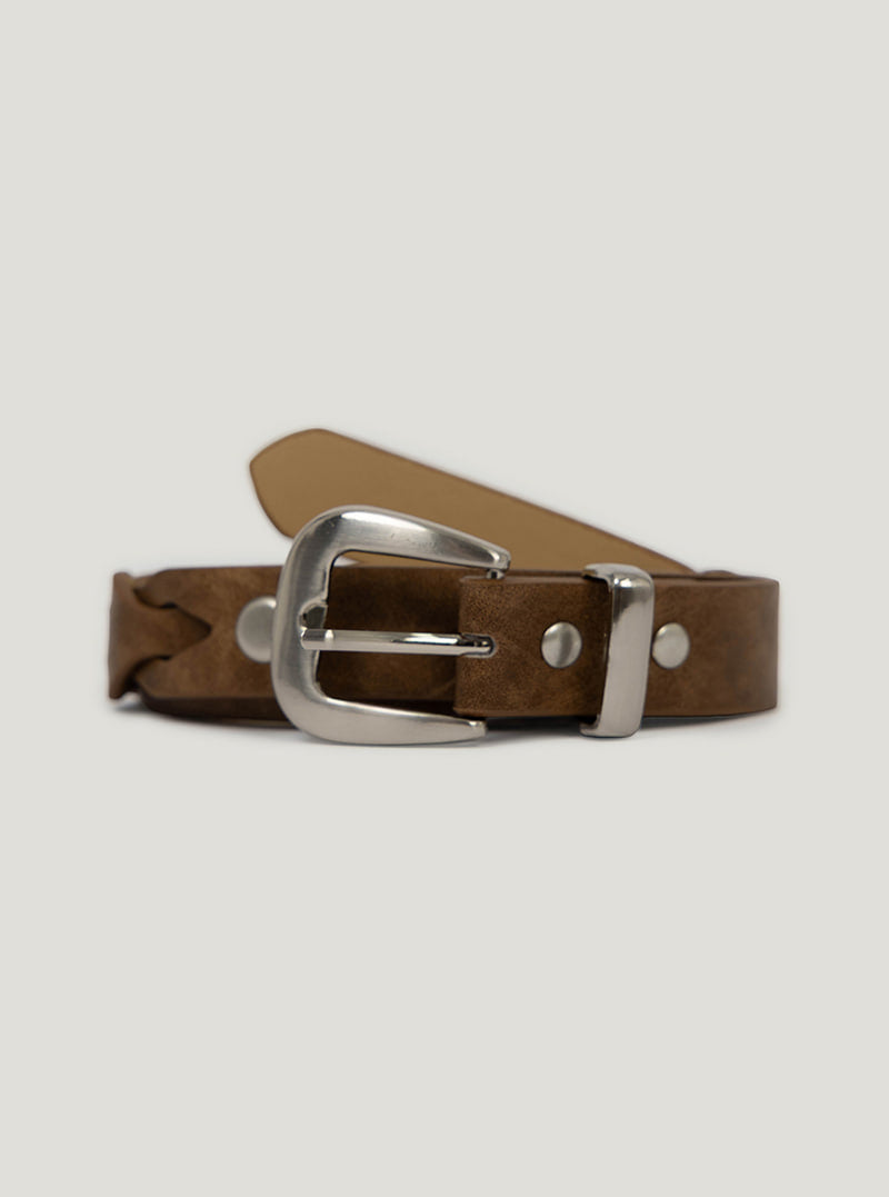 Kone cable leather belt | Brown cutout
