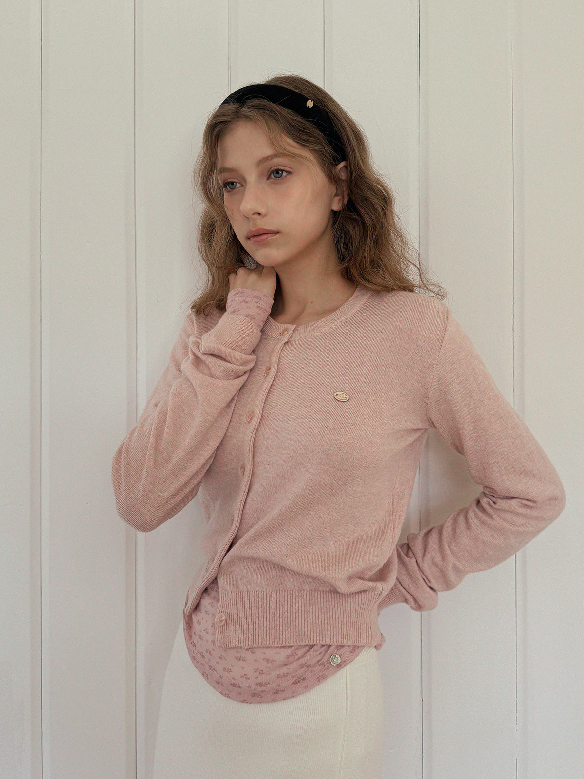 Ara Basic Round Neck Long Sleeve Cardigan