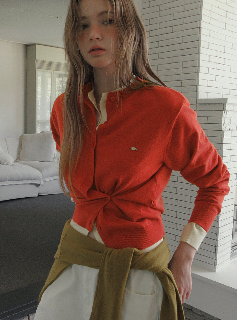 TWEE Clone asymmetric two-way knit long sleeve cardigan | Product styling view 5