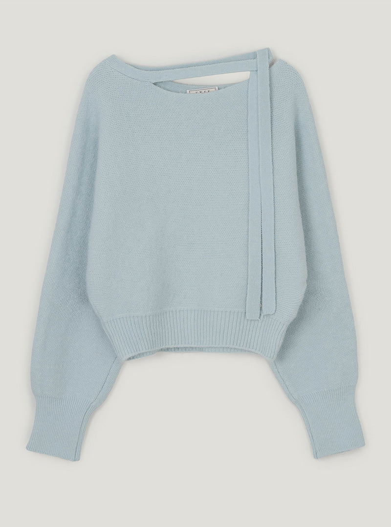 Hin one-off strap heavyweight long sleeve knit | Sky blue cutout