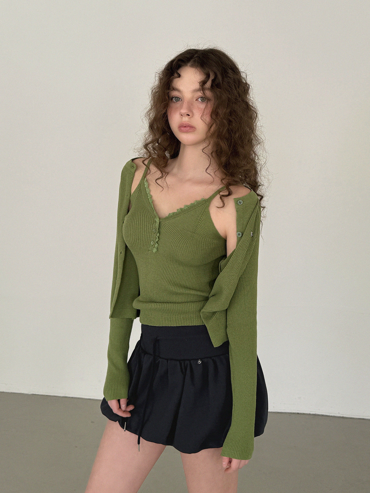 Metin Lace Sleeveless Cardigan Set