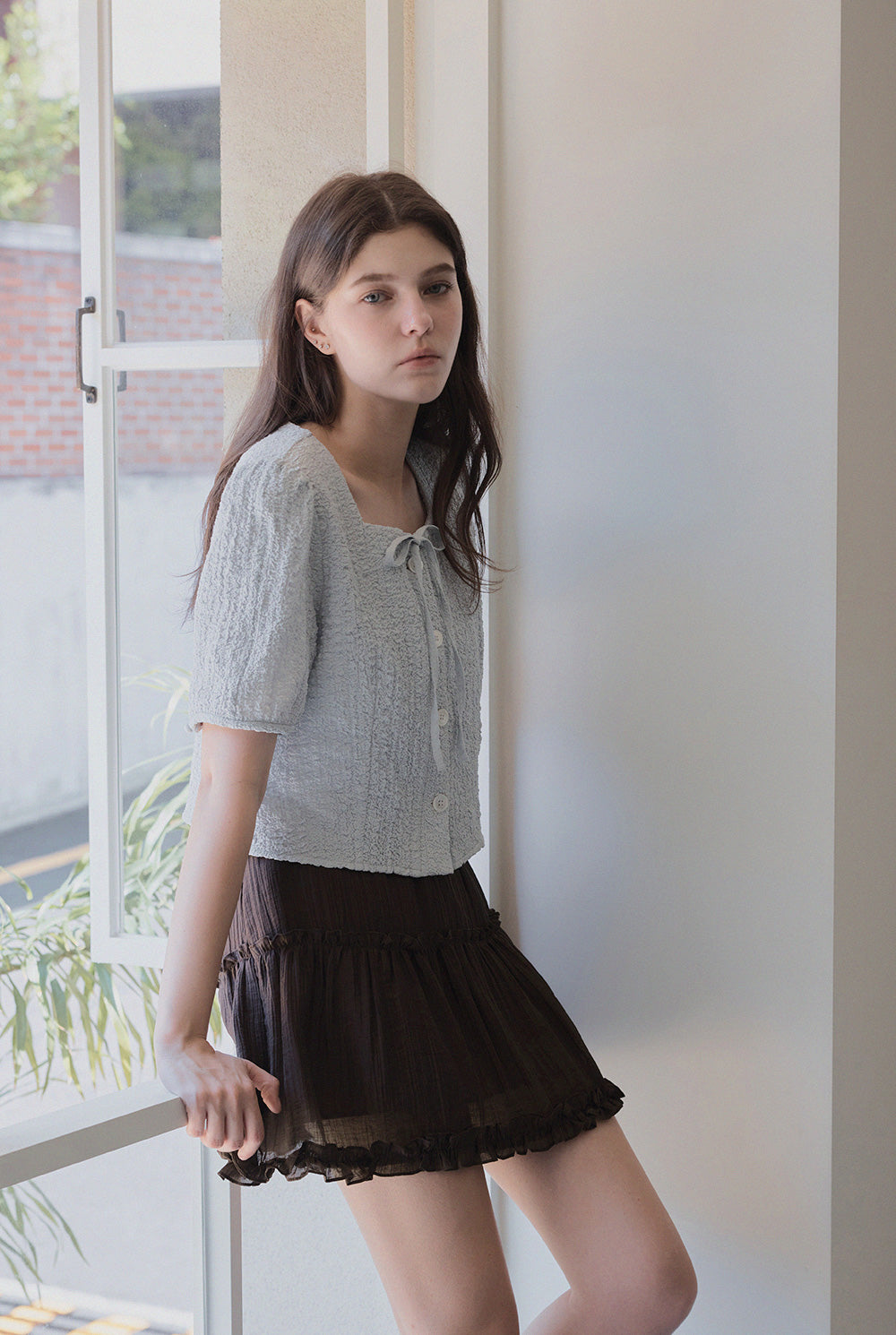 Lund Wrinkle Button Blouse