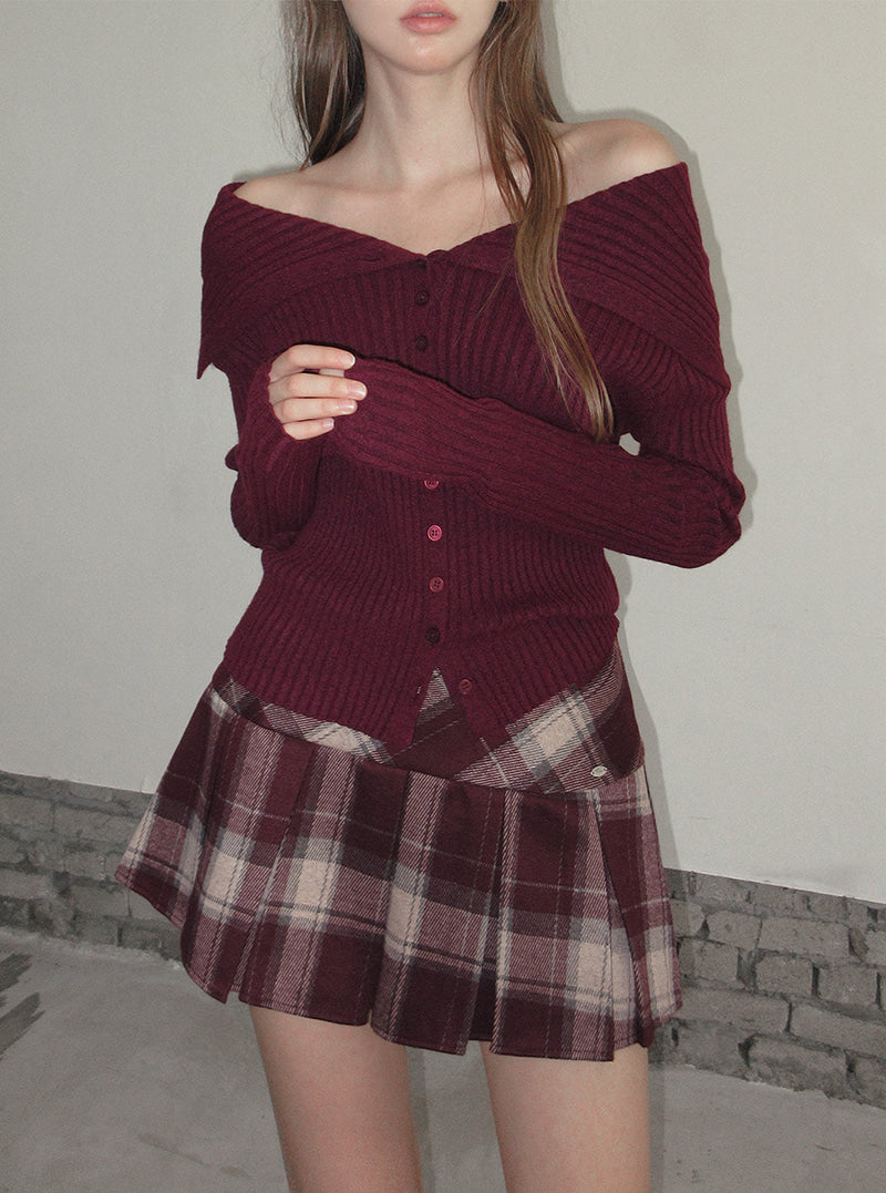 TWEE Riden sailor collar ribbed long sleeve knit | Product styling view 6
