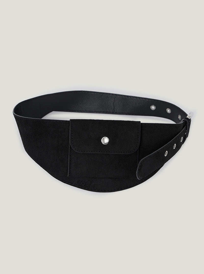 TWEE Chia suede pocket belt | Black product-only view