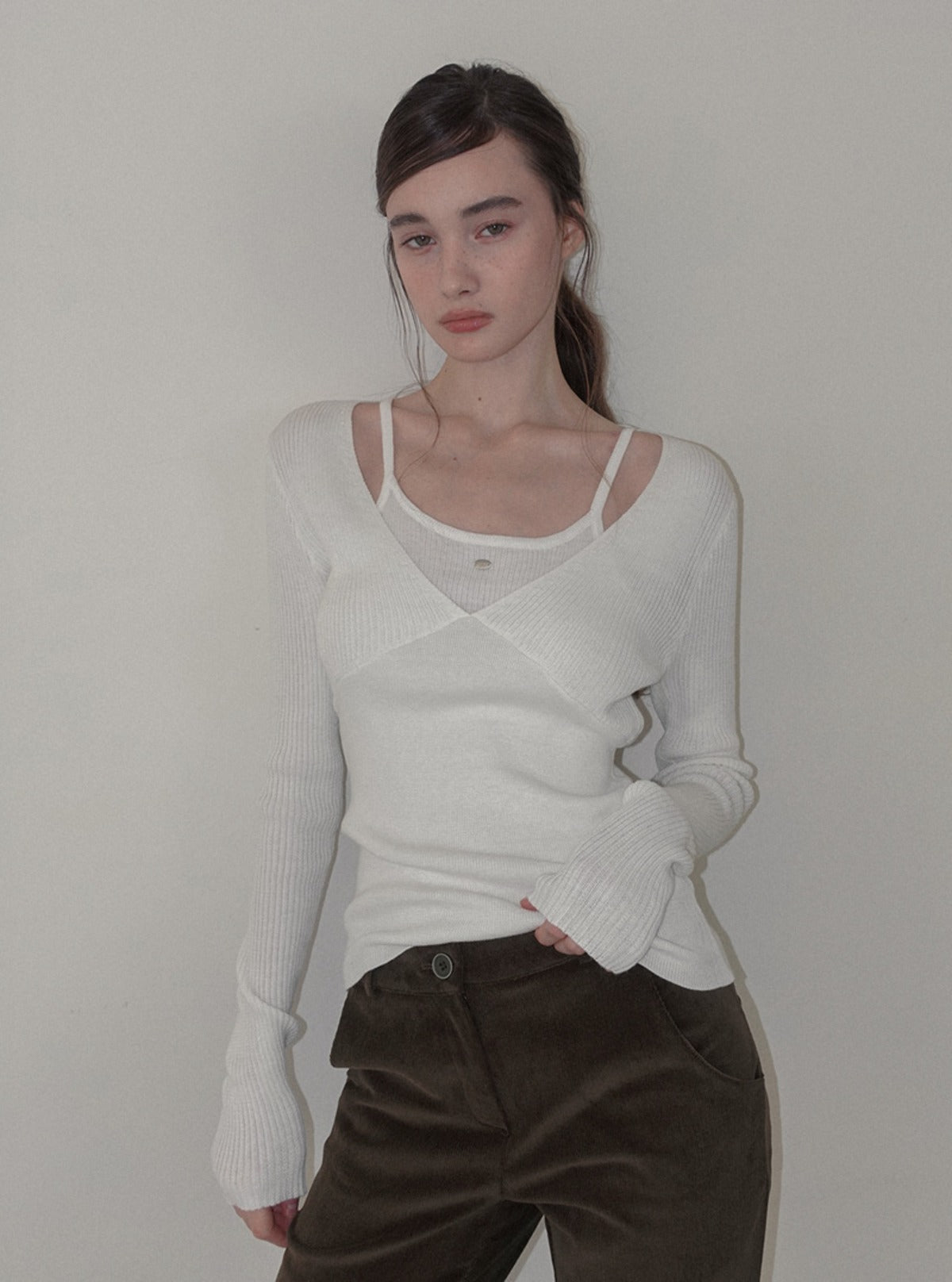 Polen sleeveless layered long sleeve knit | Main