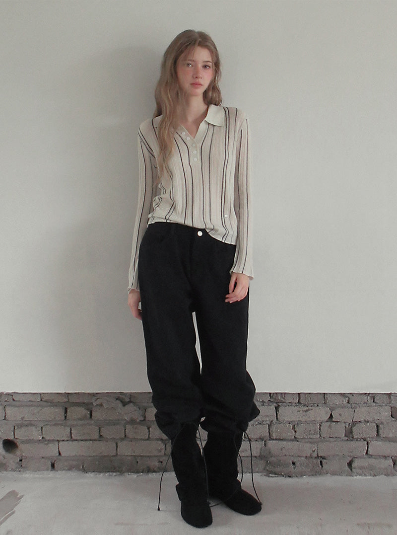 TWEE Pellit basic semi-wide long pants | Product styling view 8
