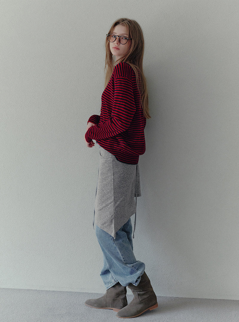 Letter V-neck stripe long sleeve knit | View 13