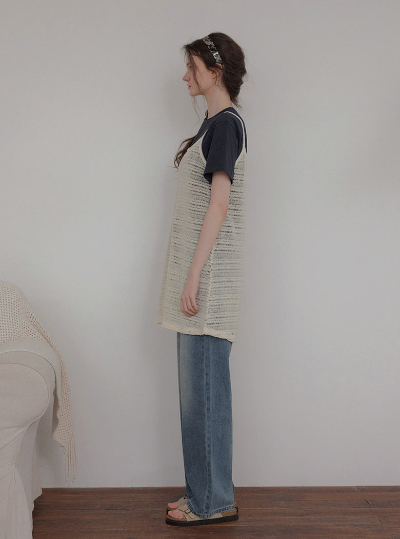 [TWEE] Hillet Stricknetz Schichtkleid