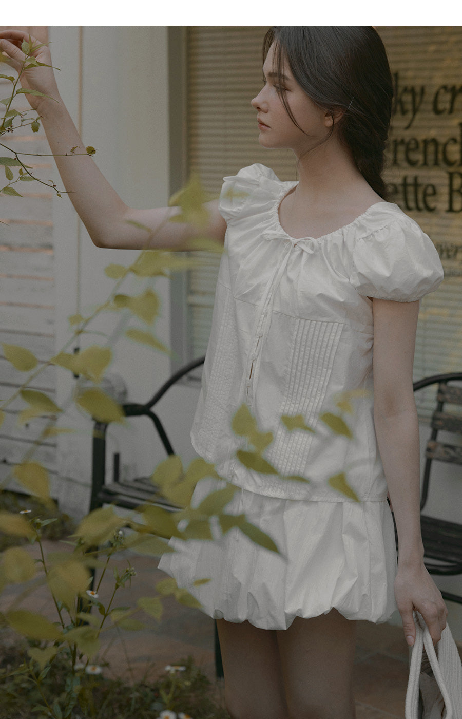 Euphoria puff short sleeve blouse