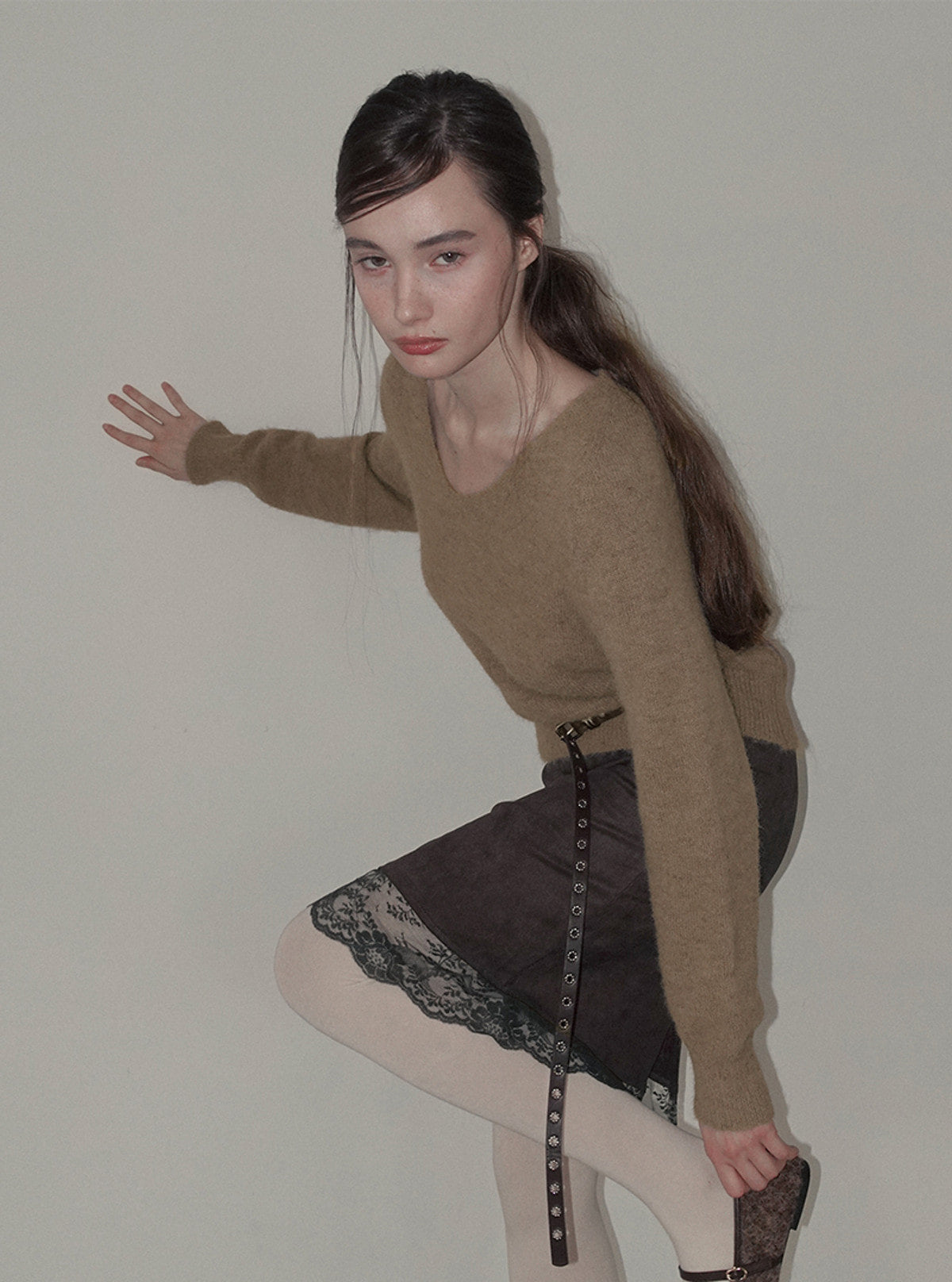 Pia suede lace midi skirt | View 13