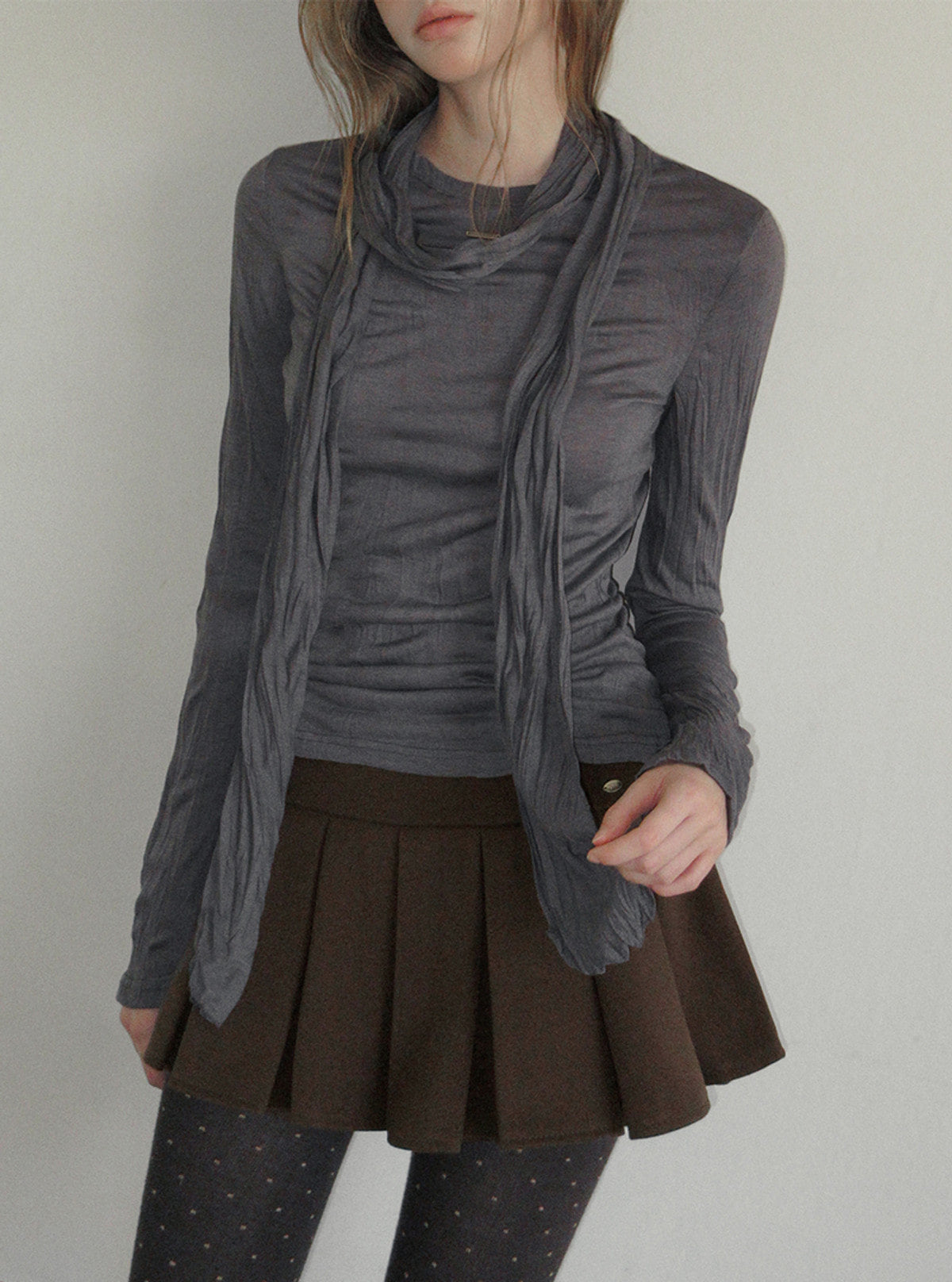 TWEE Hesi suede pleated mini skirt | Product styling view 12