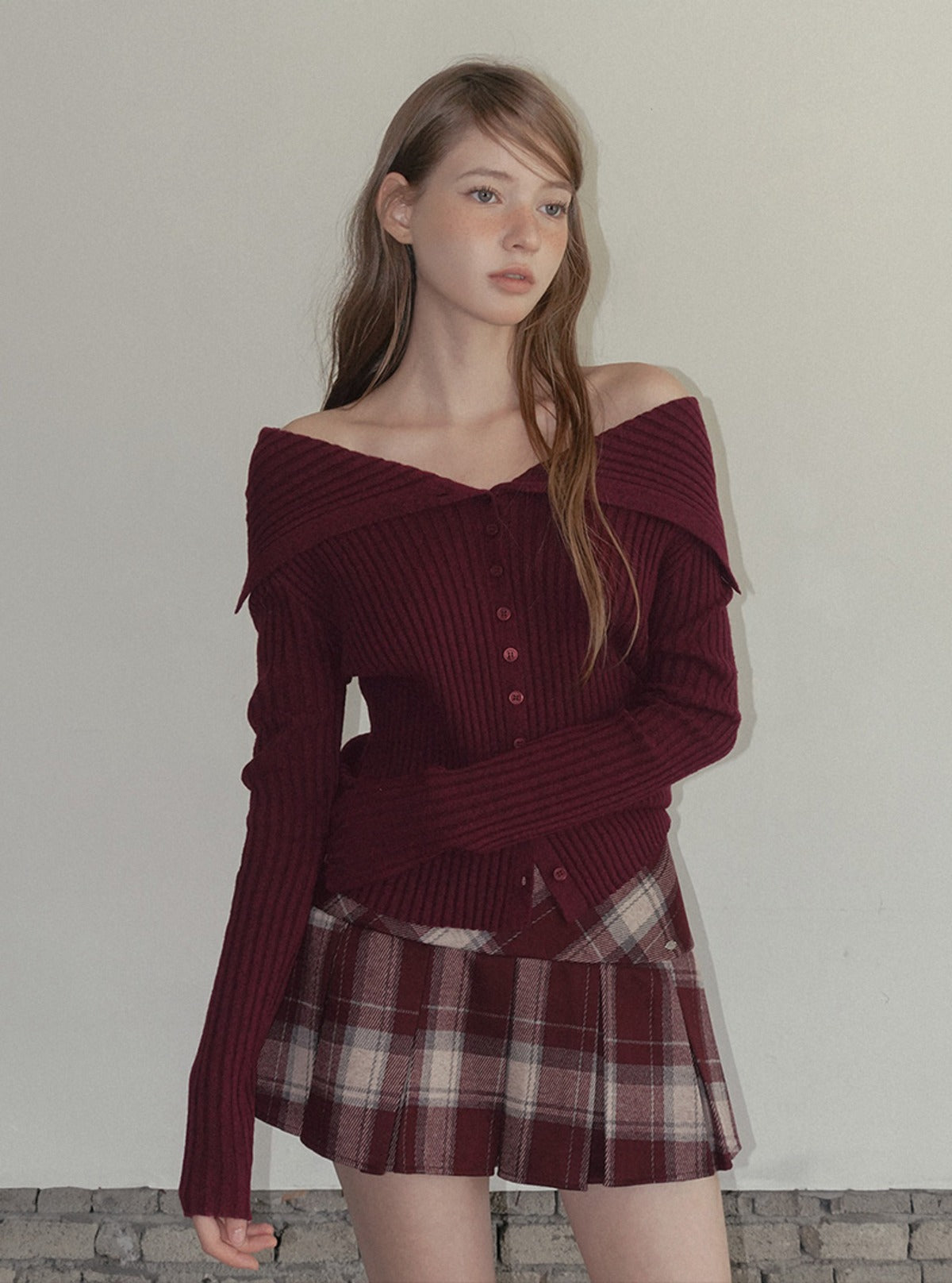 TWEE Riden sailor collar ribbed long sleeve knit | Main product image