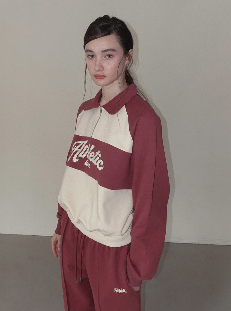 Tad contrast lettering half zip-up sweatshirt | View 4