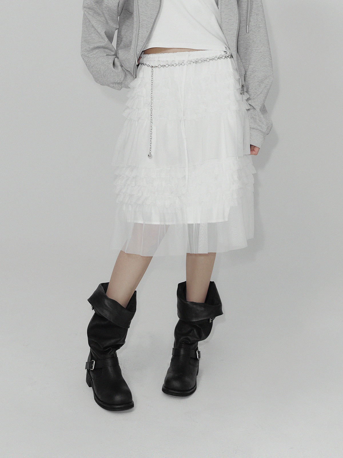 [TWEE] Hachu Gonna Midi a Balze in Chiffon