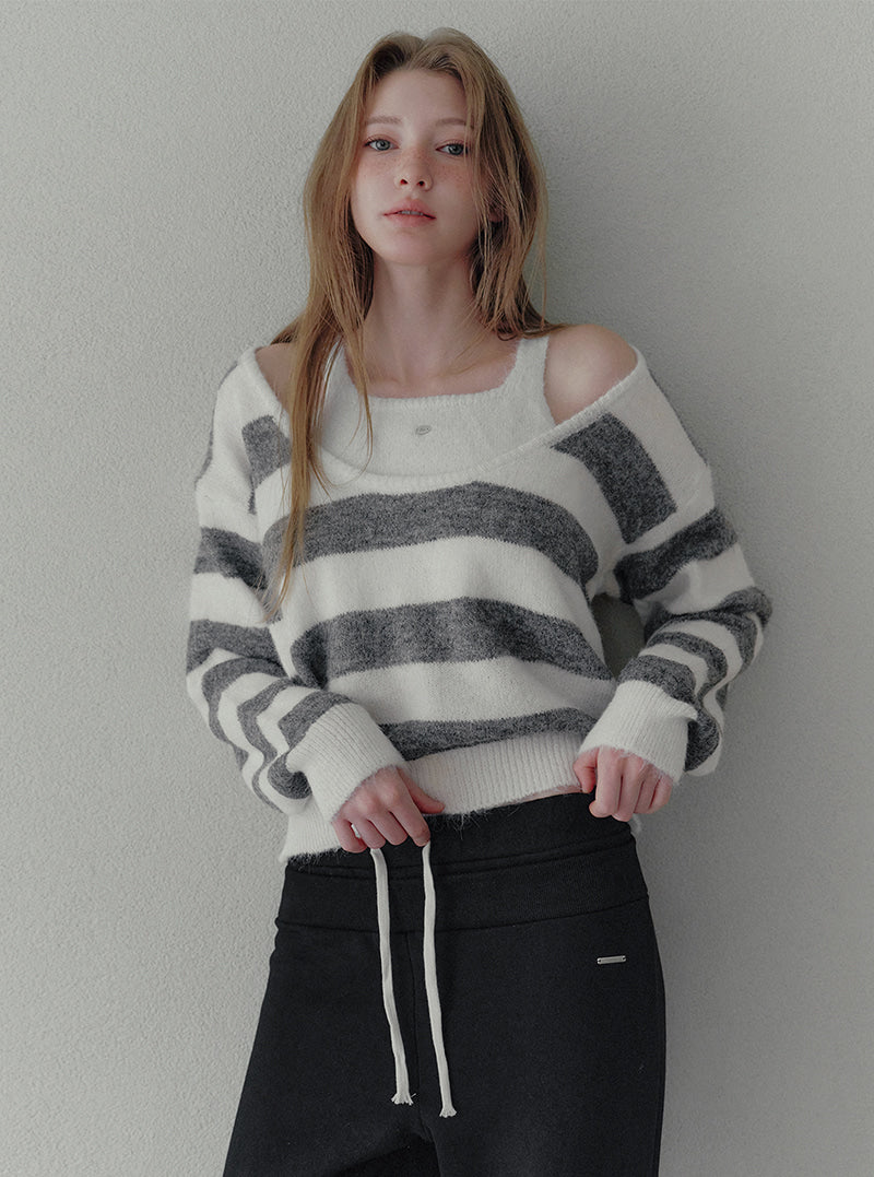 Adin layered double band wide long pants | View 5