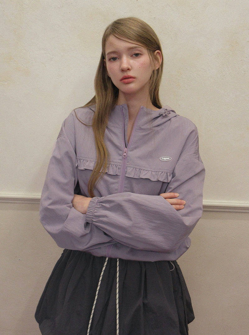 TWEE Bender frill nylon hood windbreaker jumper | Product styling view 9