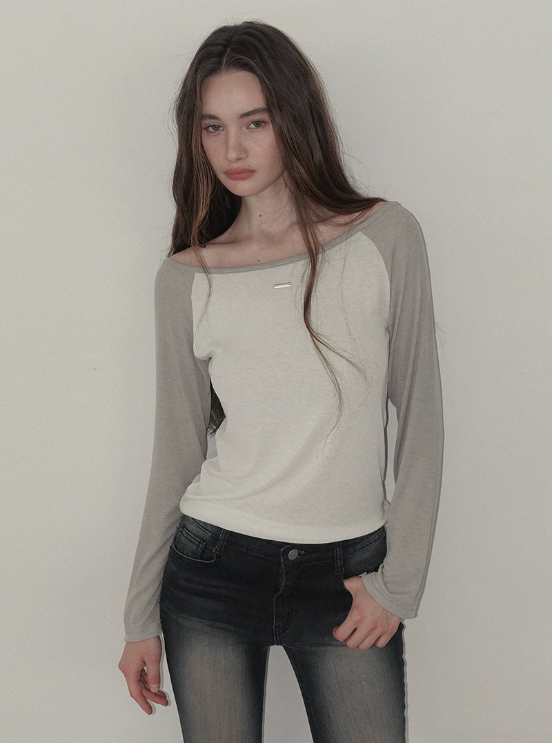 Dneon contrast raglan long sleeve T-shirt | View 3