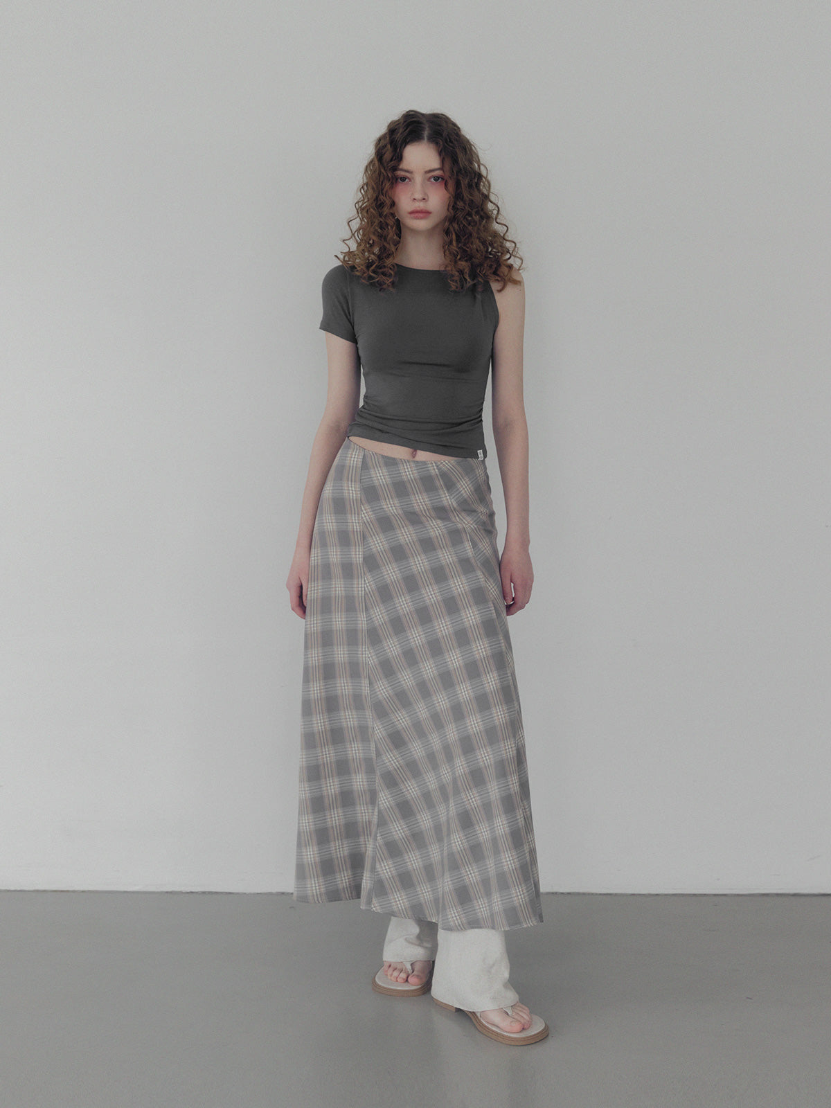 Fitz Check Maxi Long Skirt