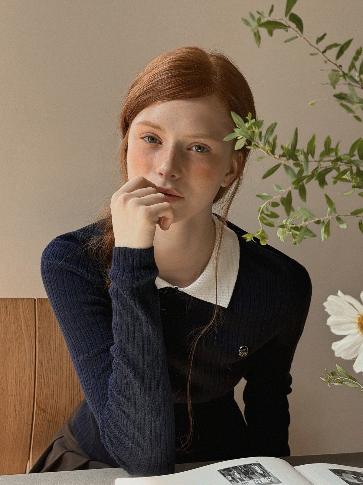 [TWEE] Maglia a maniche lunghe con collo a contrasto Rimet