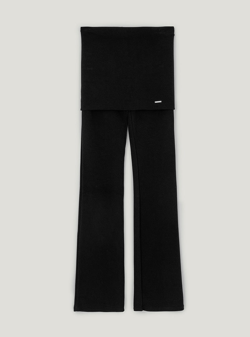 TWEE Puen folding ribbed long pants | Black product-only view