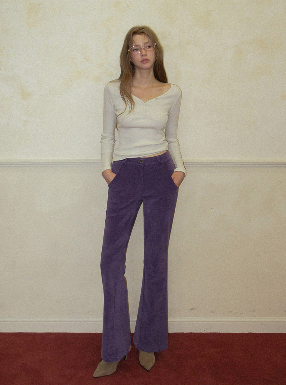 Denve corduroy semi bootscut long pants | View 8