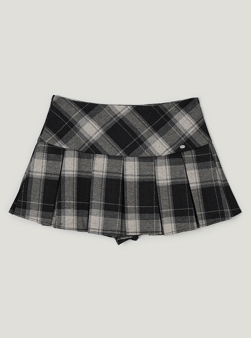 TWEE Rezon check pleated mini skirt | Black product-only view