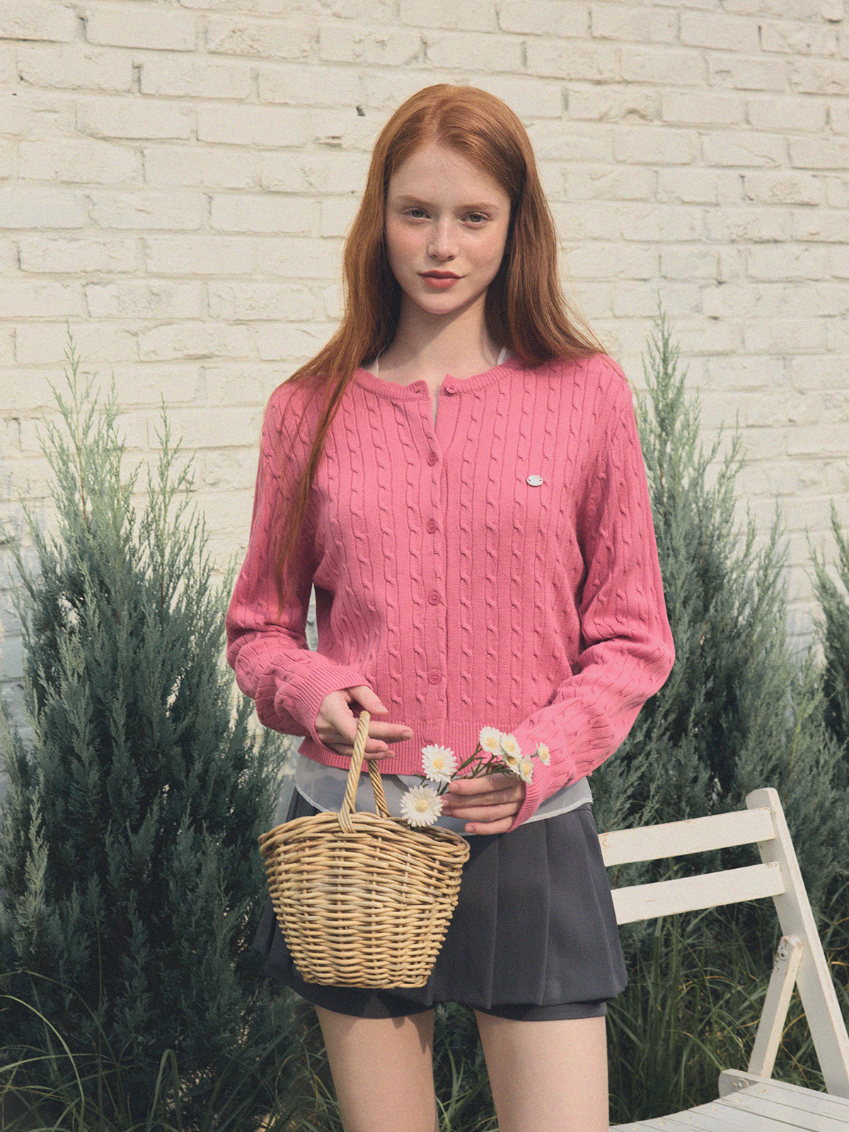 Ritti Cable Round Neck Long Sleeve Cardigan