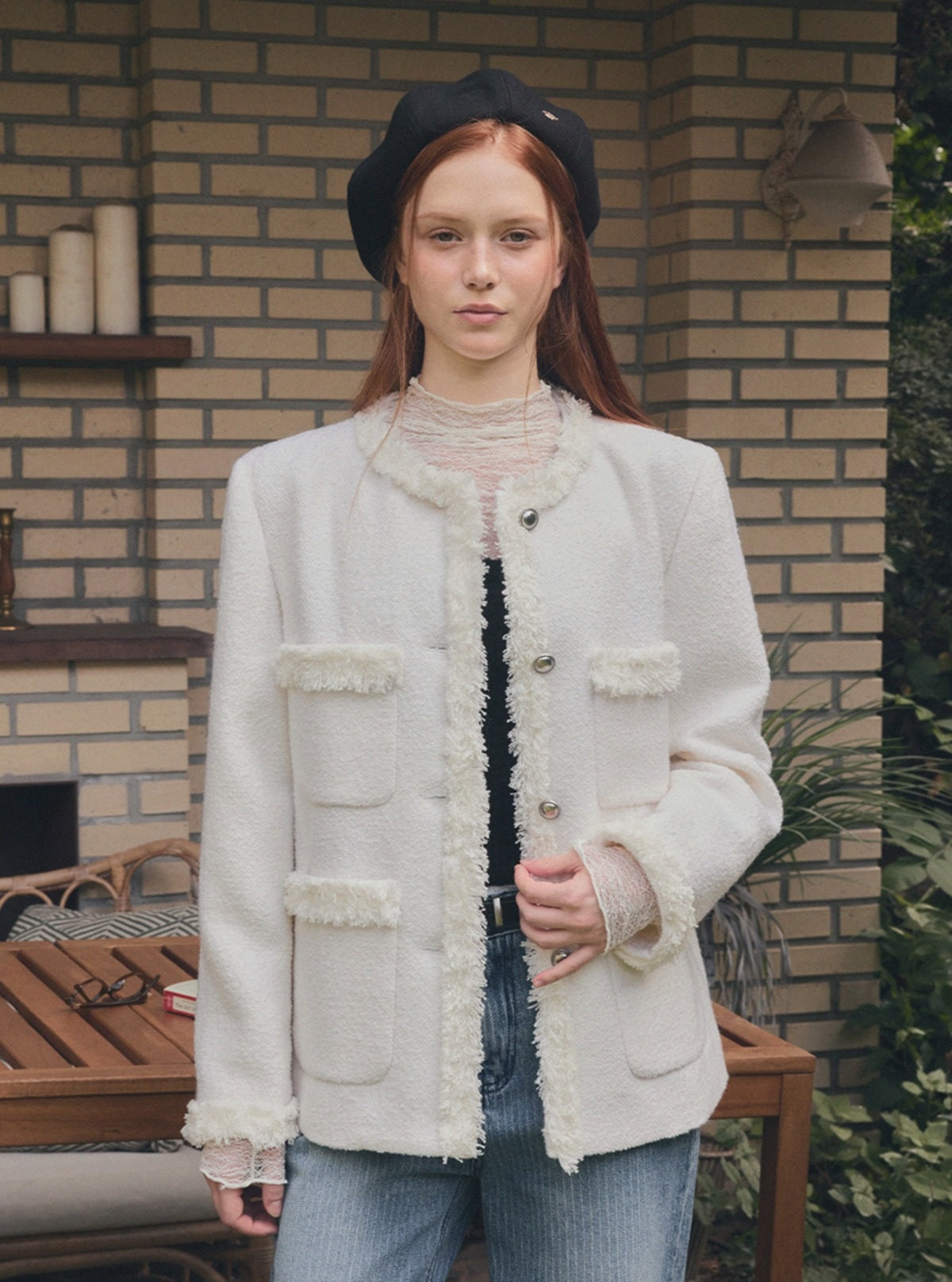 Roer Pocket Fringe Tweed Jacket